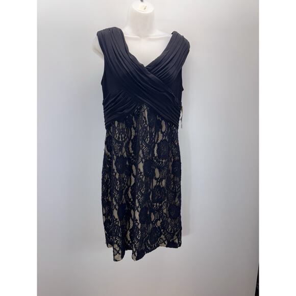 David's Bridal Sleeveless Black Lace Beaded Dress Size 16 - Picture 2 of 10